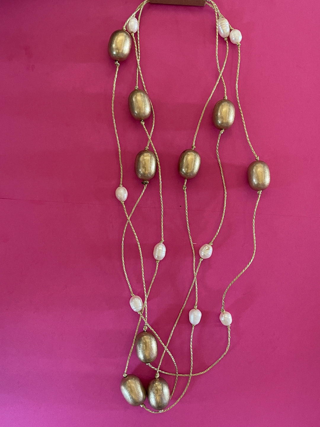 Gold Multi Strand Beaded Necklace