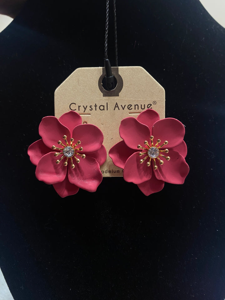 Pink Flower Stud Earrings
