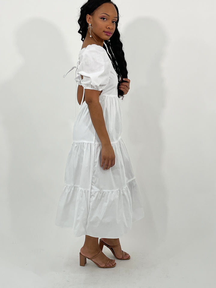 White Puff Sleeve Dress