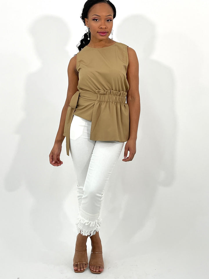 Tan Side Tie Top