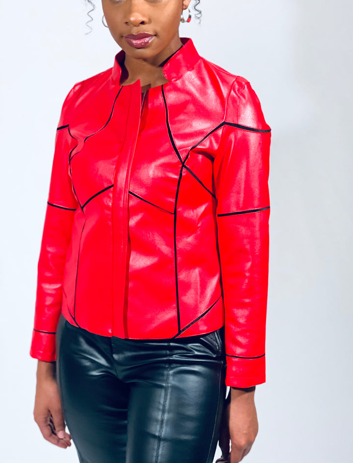 Women Faux Leather Jacket Zipper Basic Coat Motorcycle Pu Leather