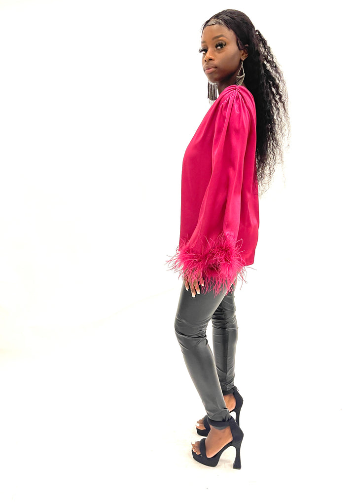 Hot Pink Feather Top