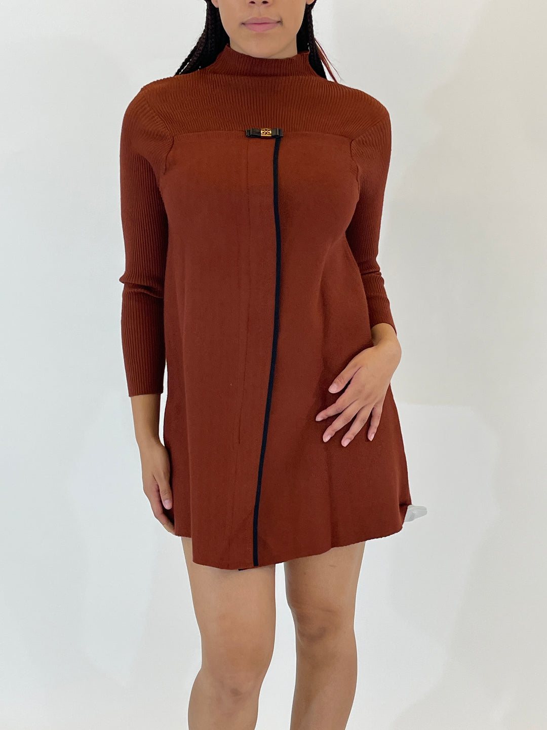 Caramel Flared Sweater Dress
