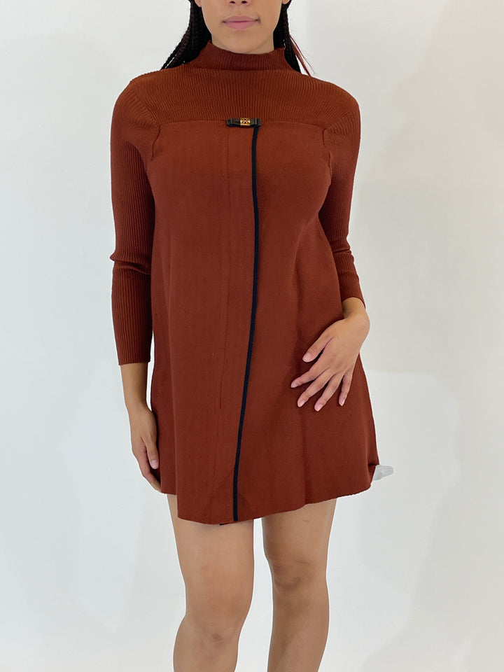 Caramel Flared Sweater Dress