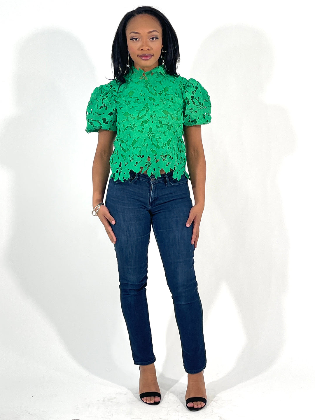 kelly green crochet top