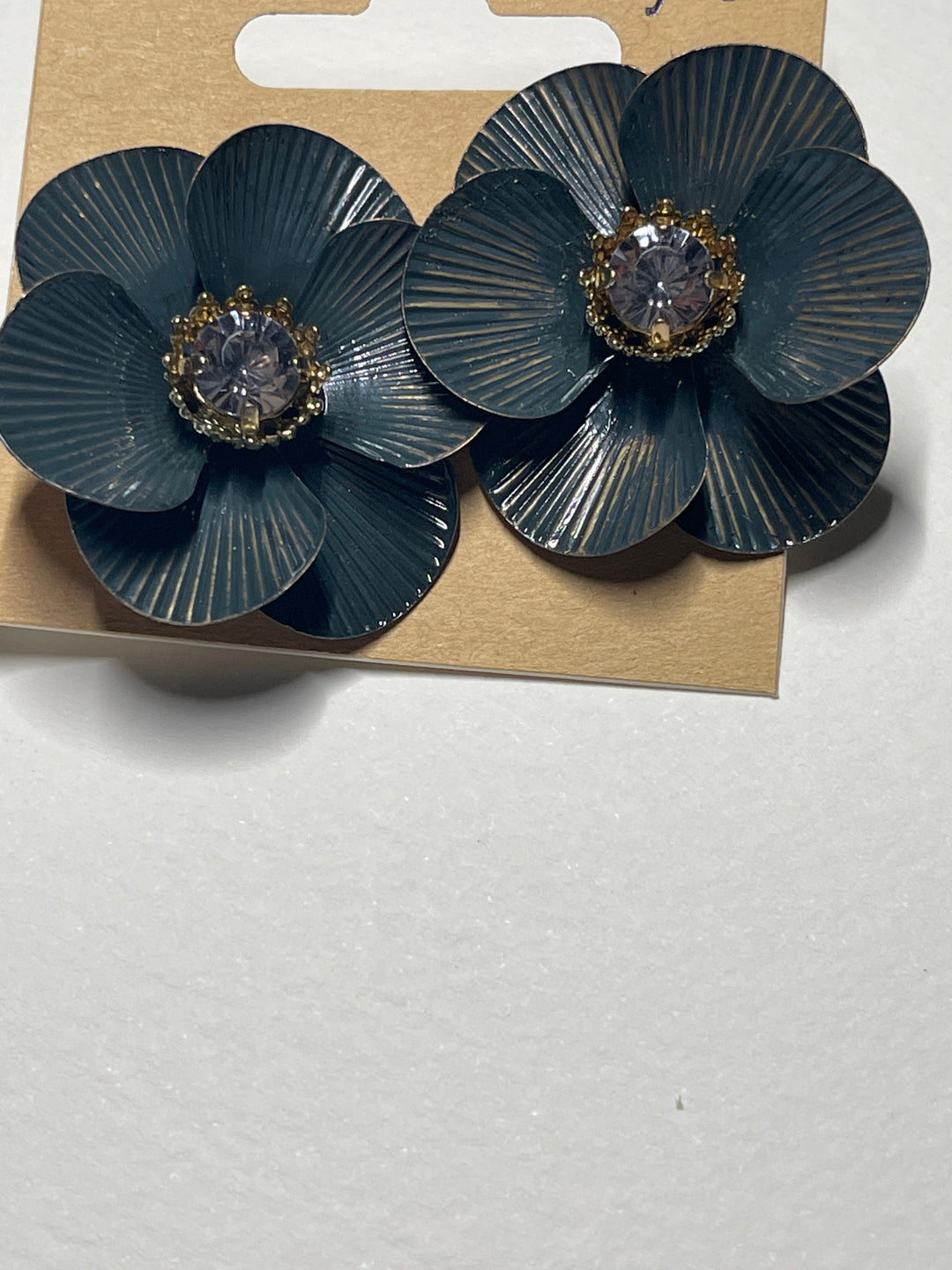 Black Floral Geometric Earrings