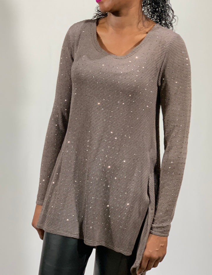 Vocal Brown Studded Sweater
