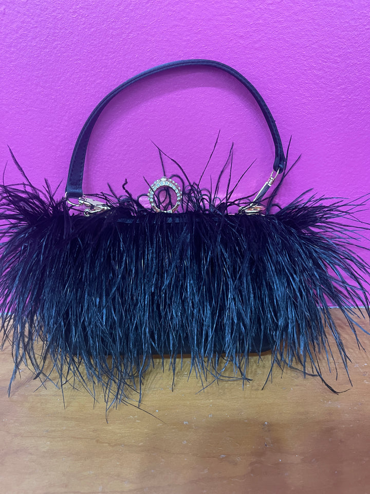 Black Feather Clutch