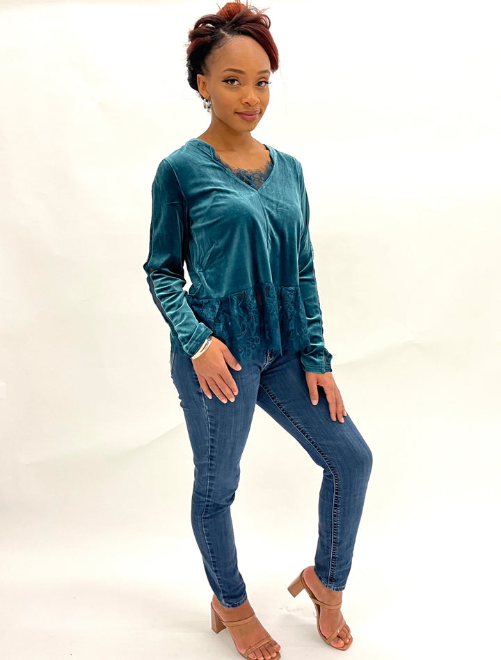 Deep Teal Lace Top