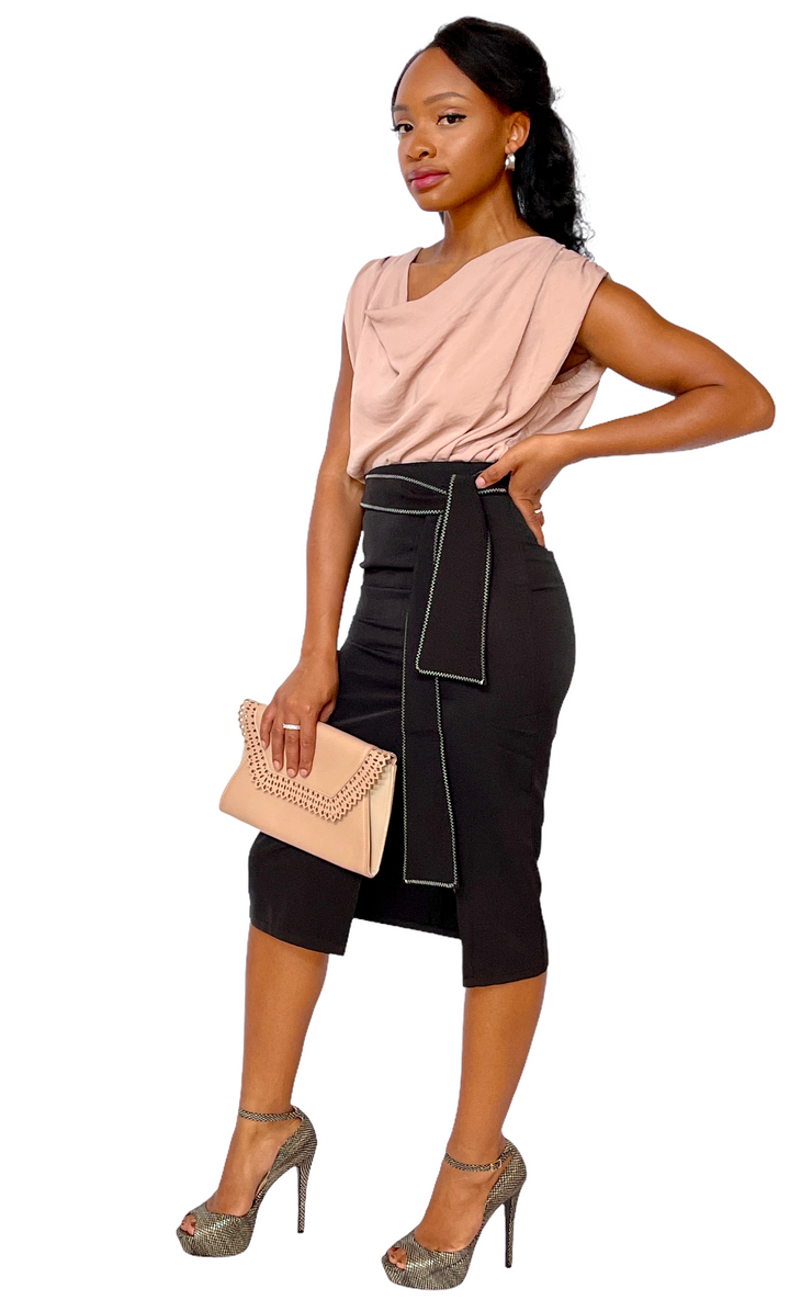 Mocha Sleeveless Cowl Neck Bodysuit