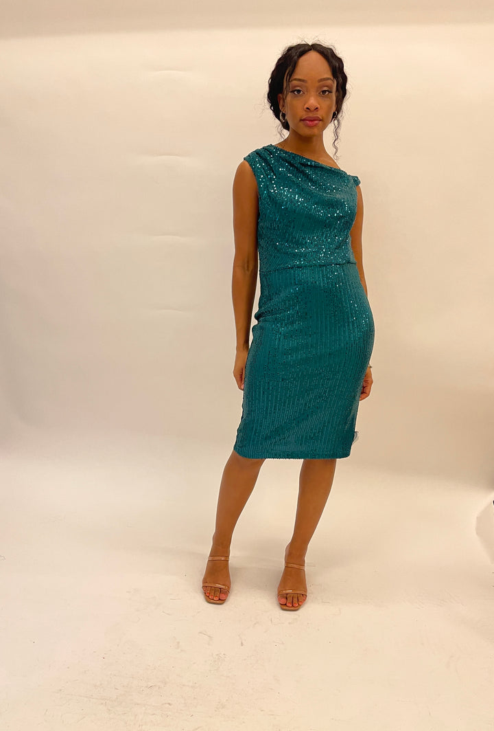 Green Sequined Midi Dress