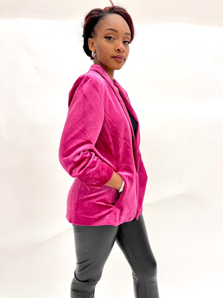 Hot Pink Velvet Blazer