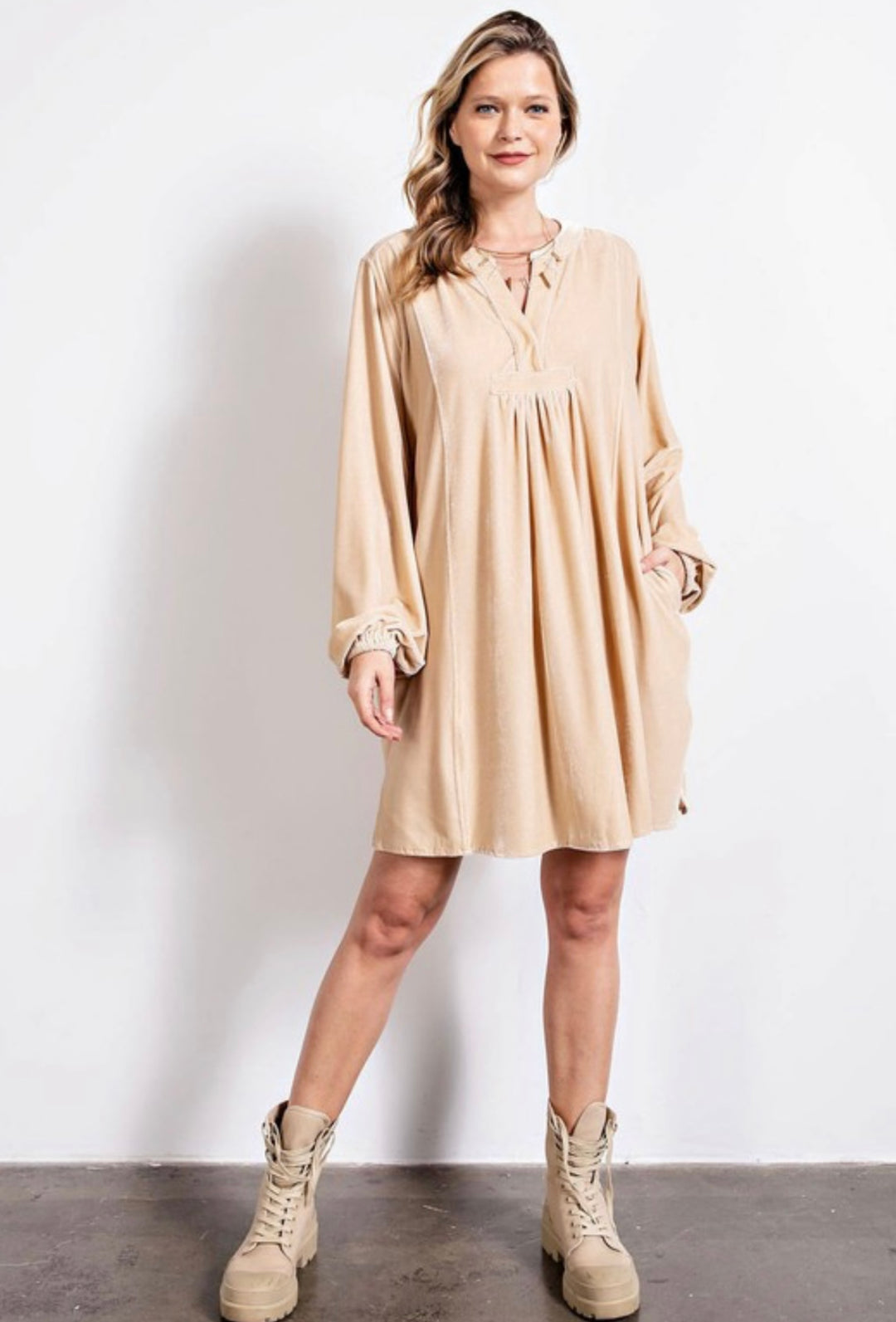 Pearl Tunic Velvet Dress