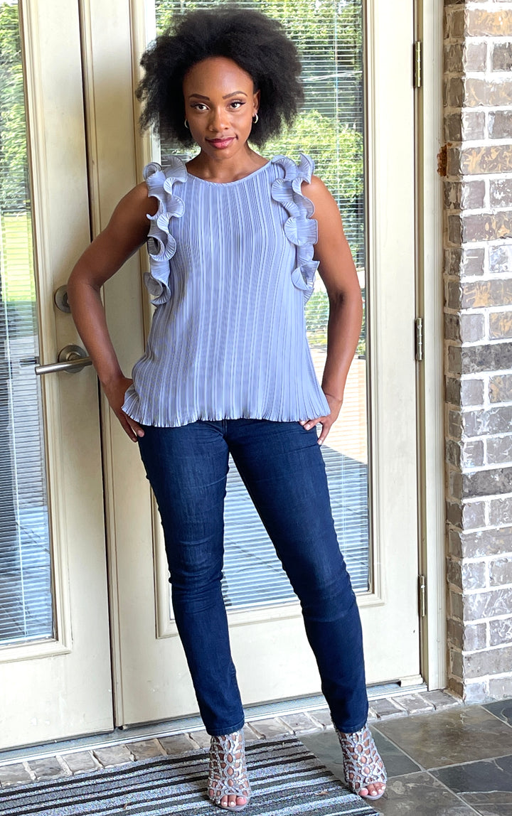 She & Sky Pleated Top