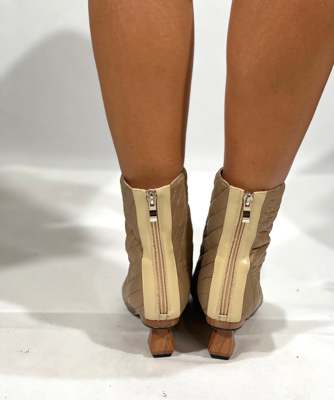 Tan Leather Women Snow Boots