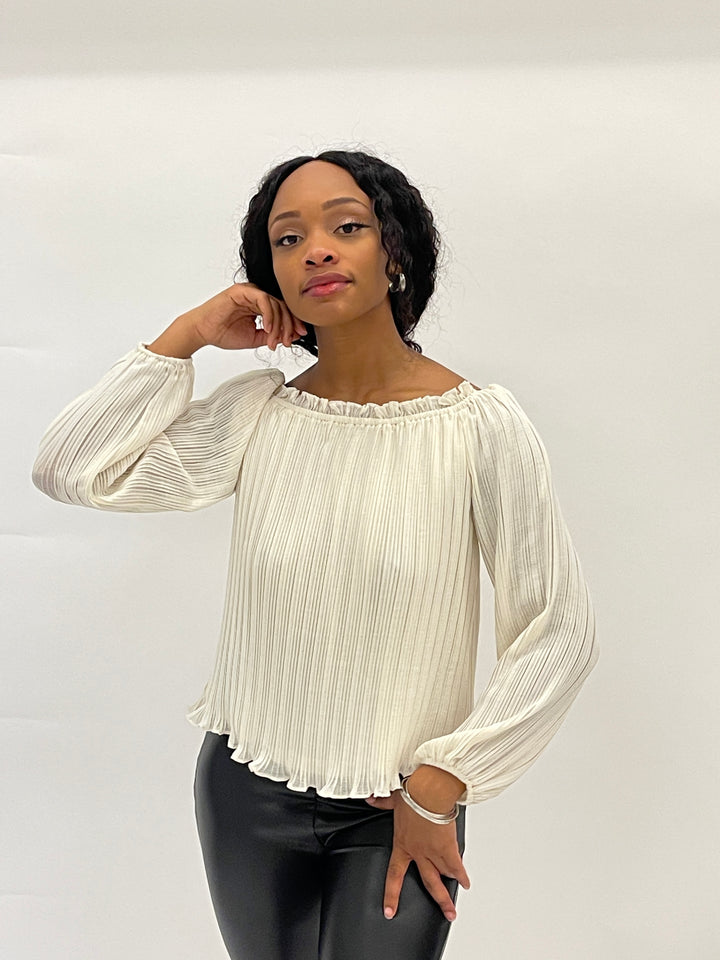 Cream ruffle blouse