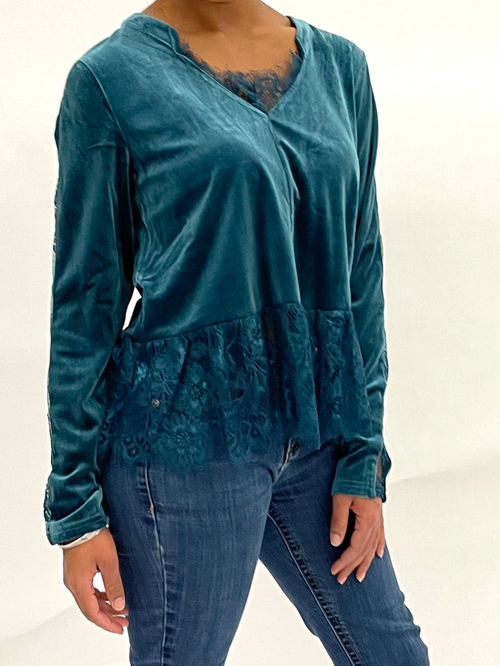 Deep Teal Lace Top
