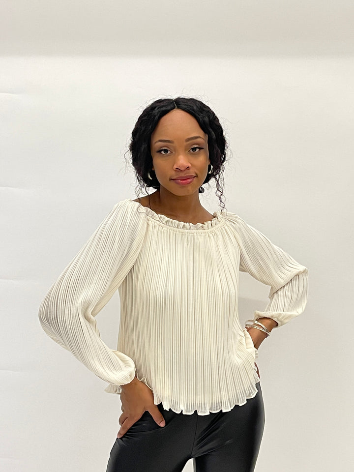 Cream ruffle blouse
