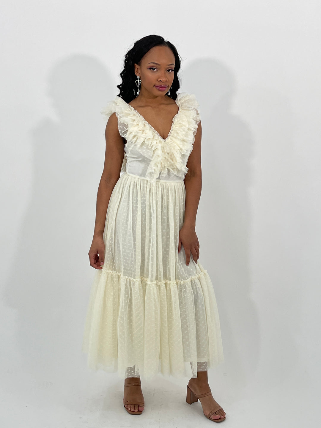 Off White Tiered Maxi Dress