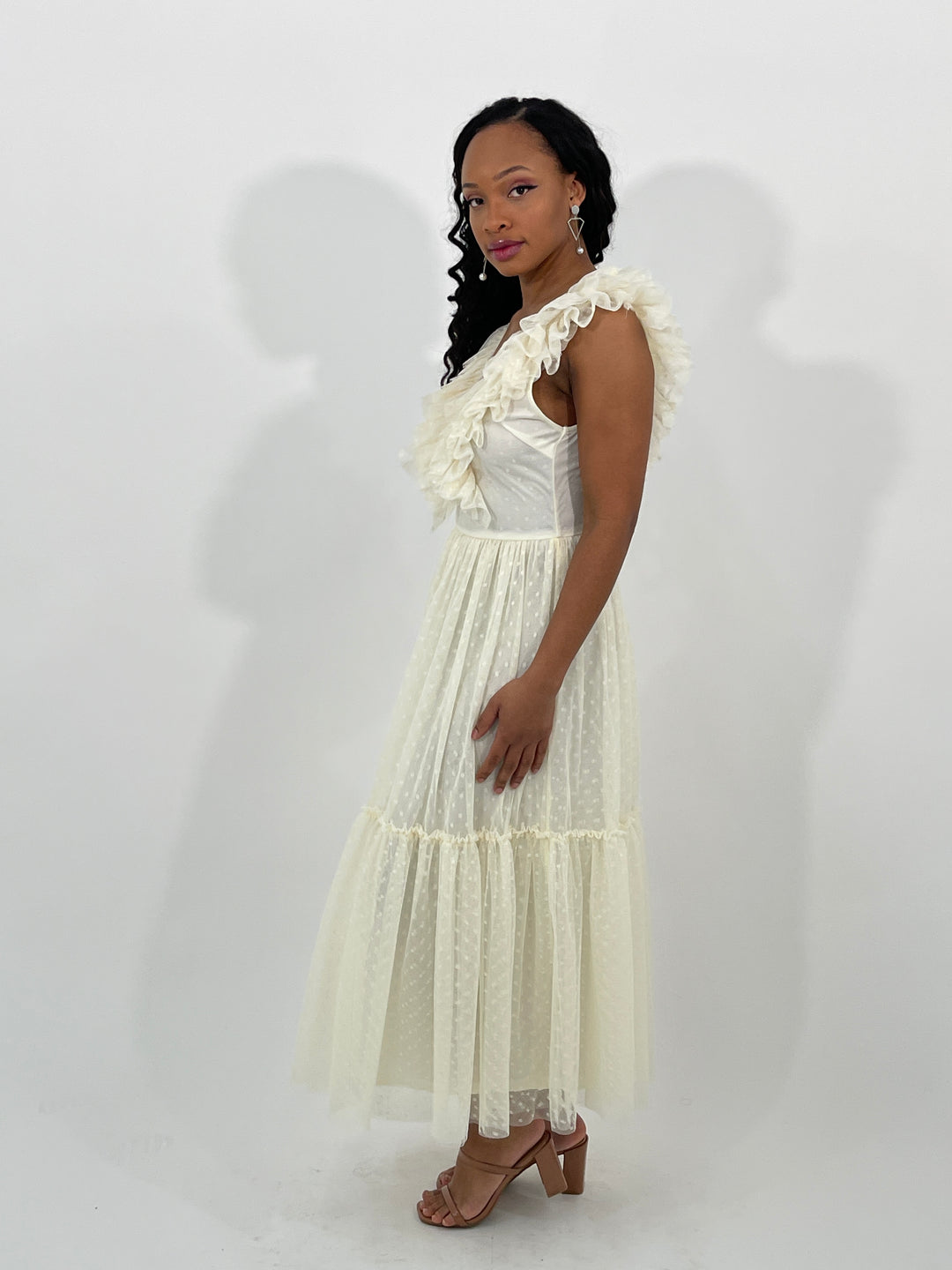Off White Tiered Maxi Dress