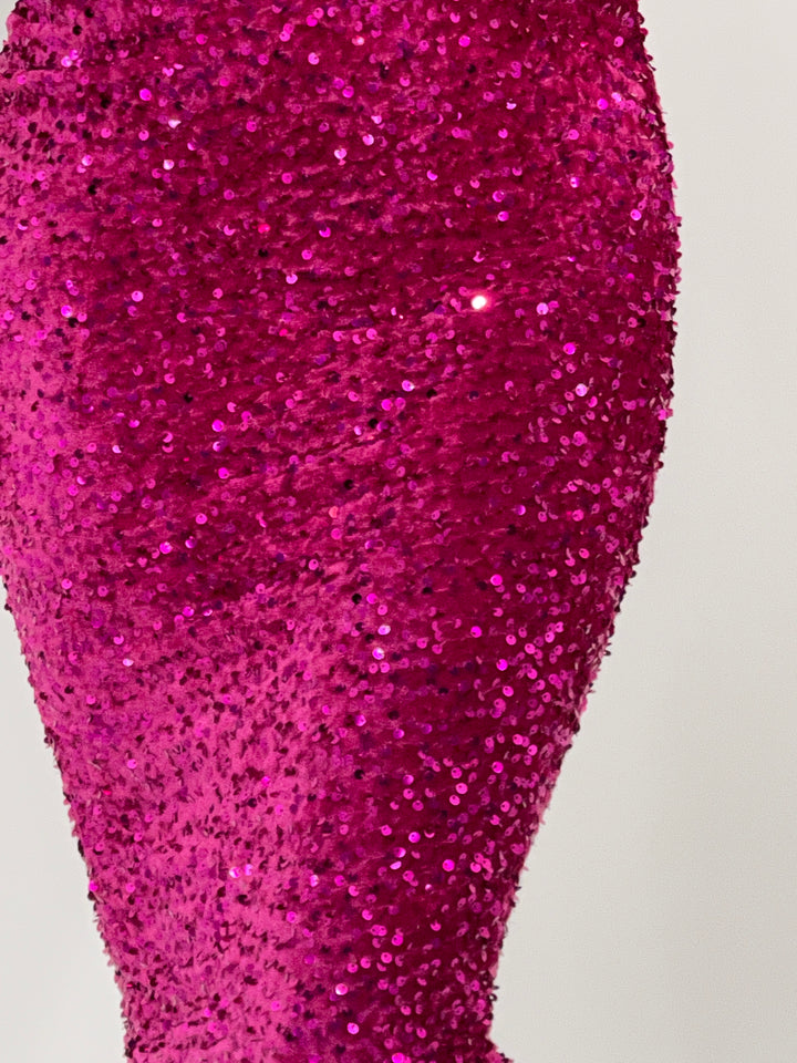Magenta Velvet Midi Dress