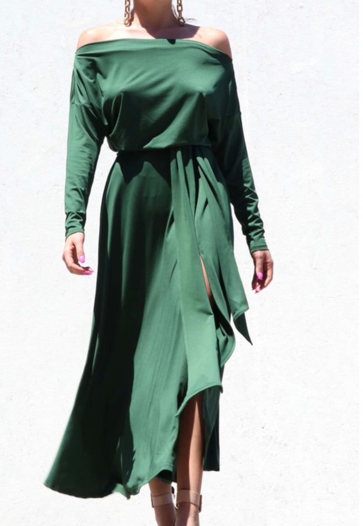 Green One Shoulder Dress