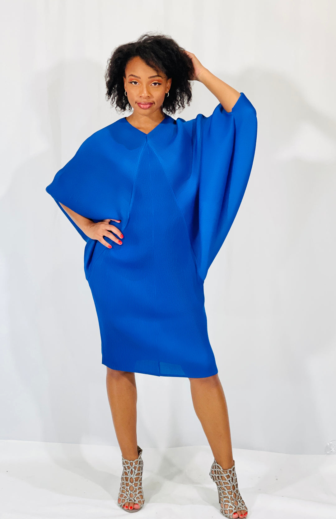 Sassyn Blue Bat wing Sleeve Dress