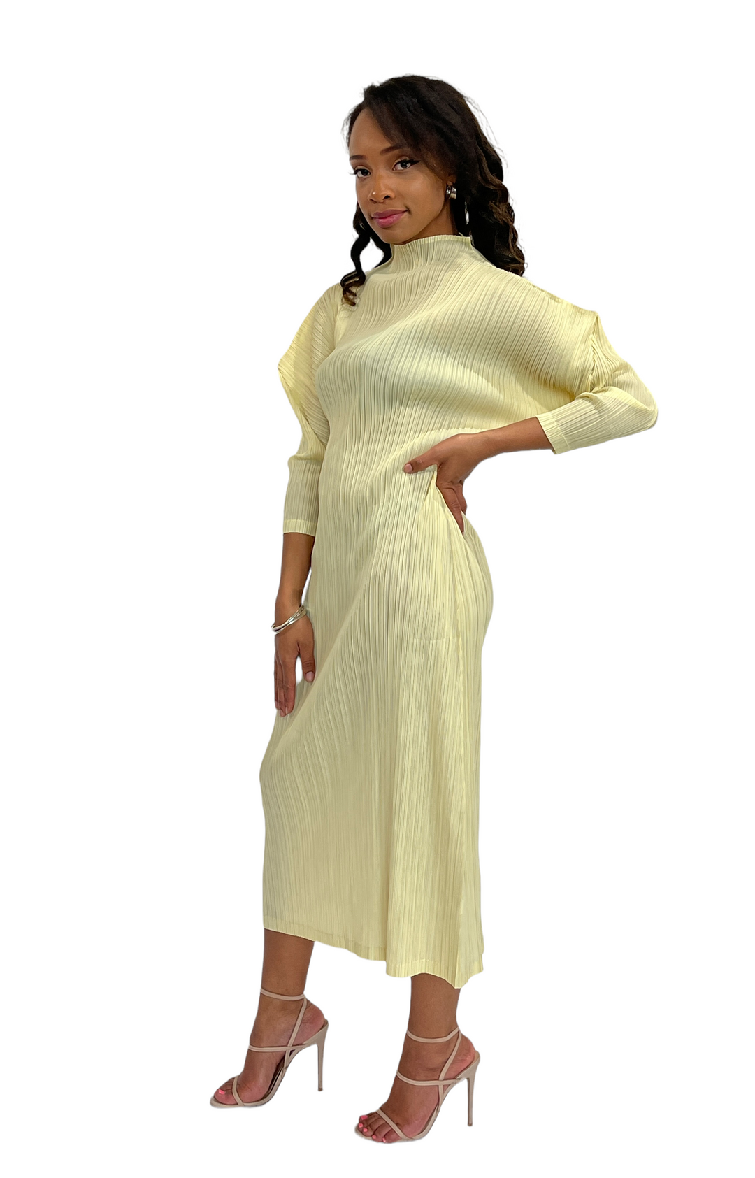Yellow Sassyn Batwing-Sleeve Dress