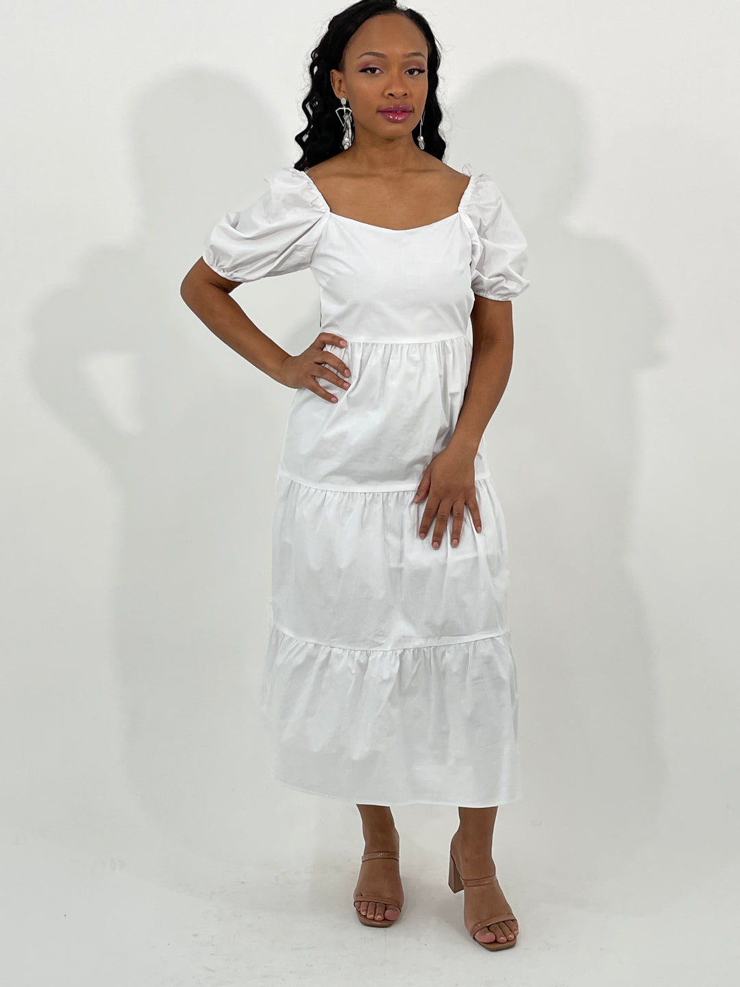White Puff Sleeve Dress