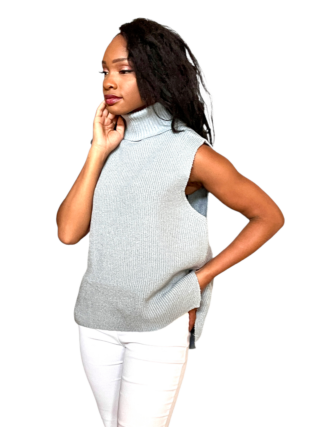 Hyfve Rosewood Smocked Blue Sweater