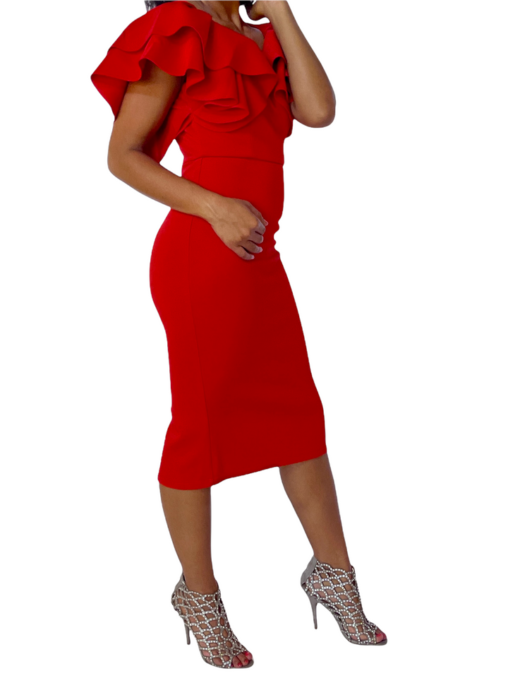 Sassyn Red Ruffle Dress