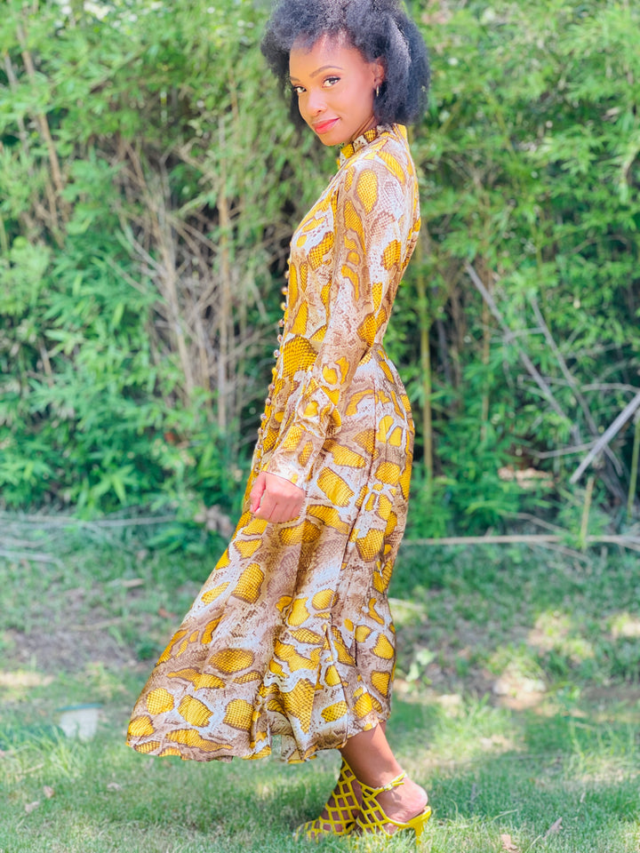 Silk Vintage Snake Print Dress