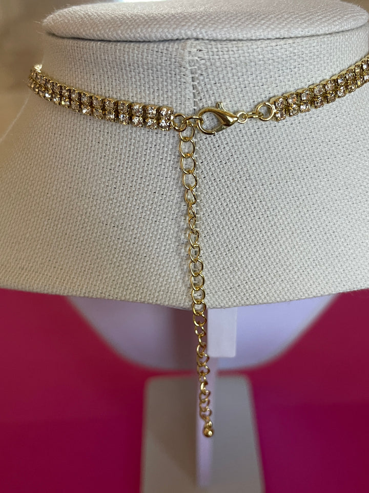 Double–wrap Gold Crystal Necklace