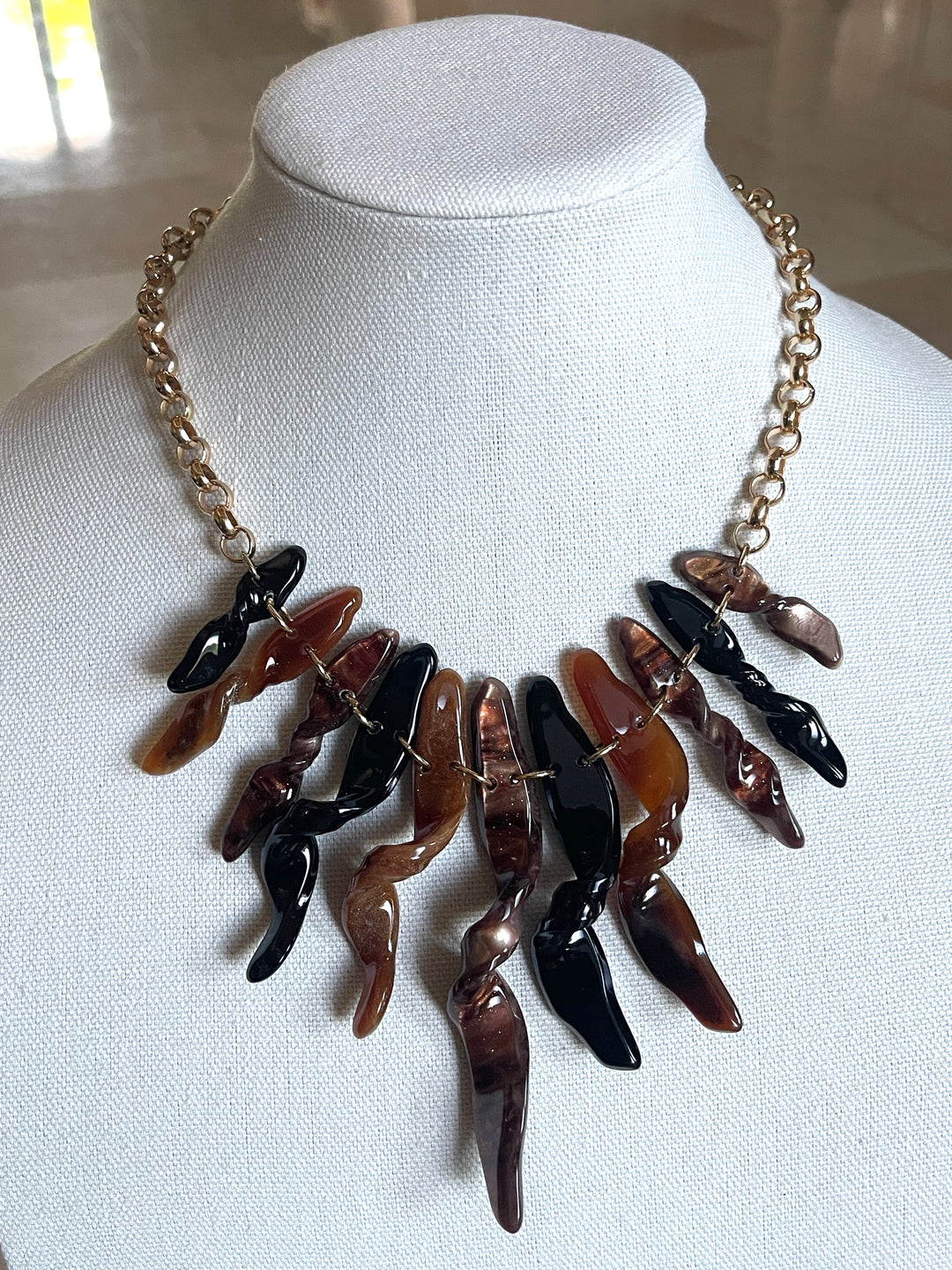Multi Spiral Stoned Necklace