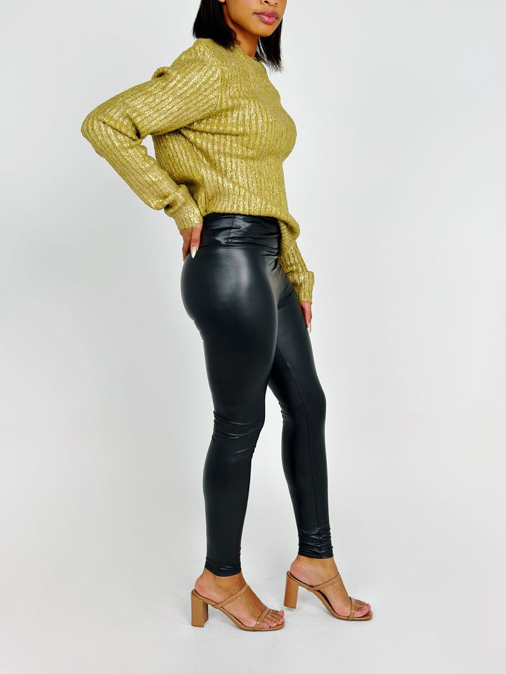 Black Faux Leather High Waist Leggings