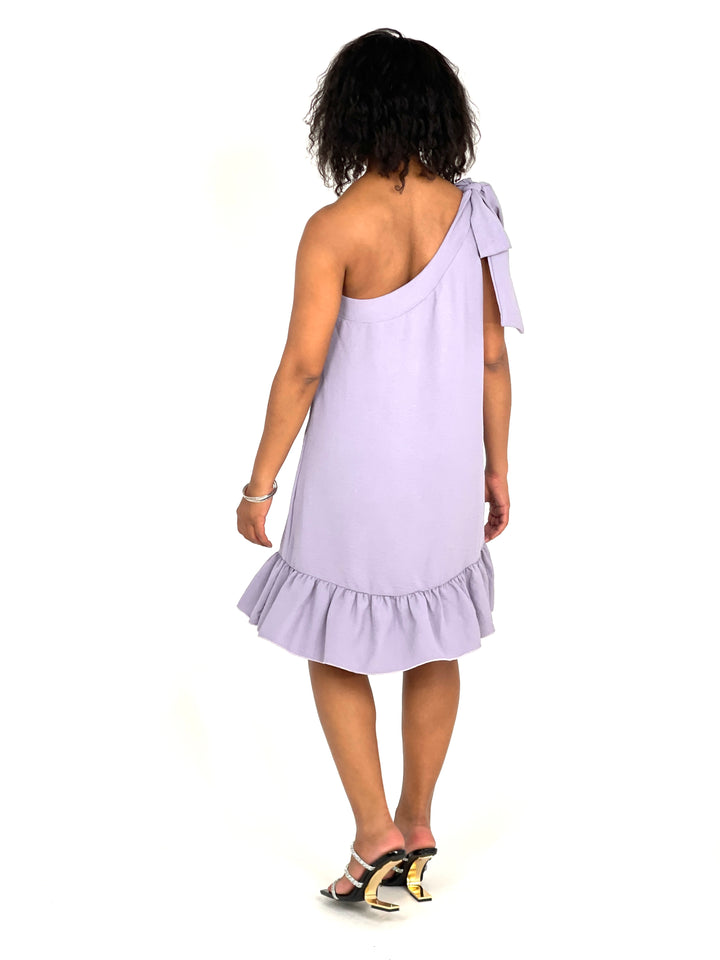 Lavender Sel-Tie One Shoulder Dress