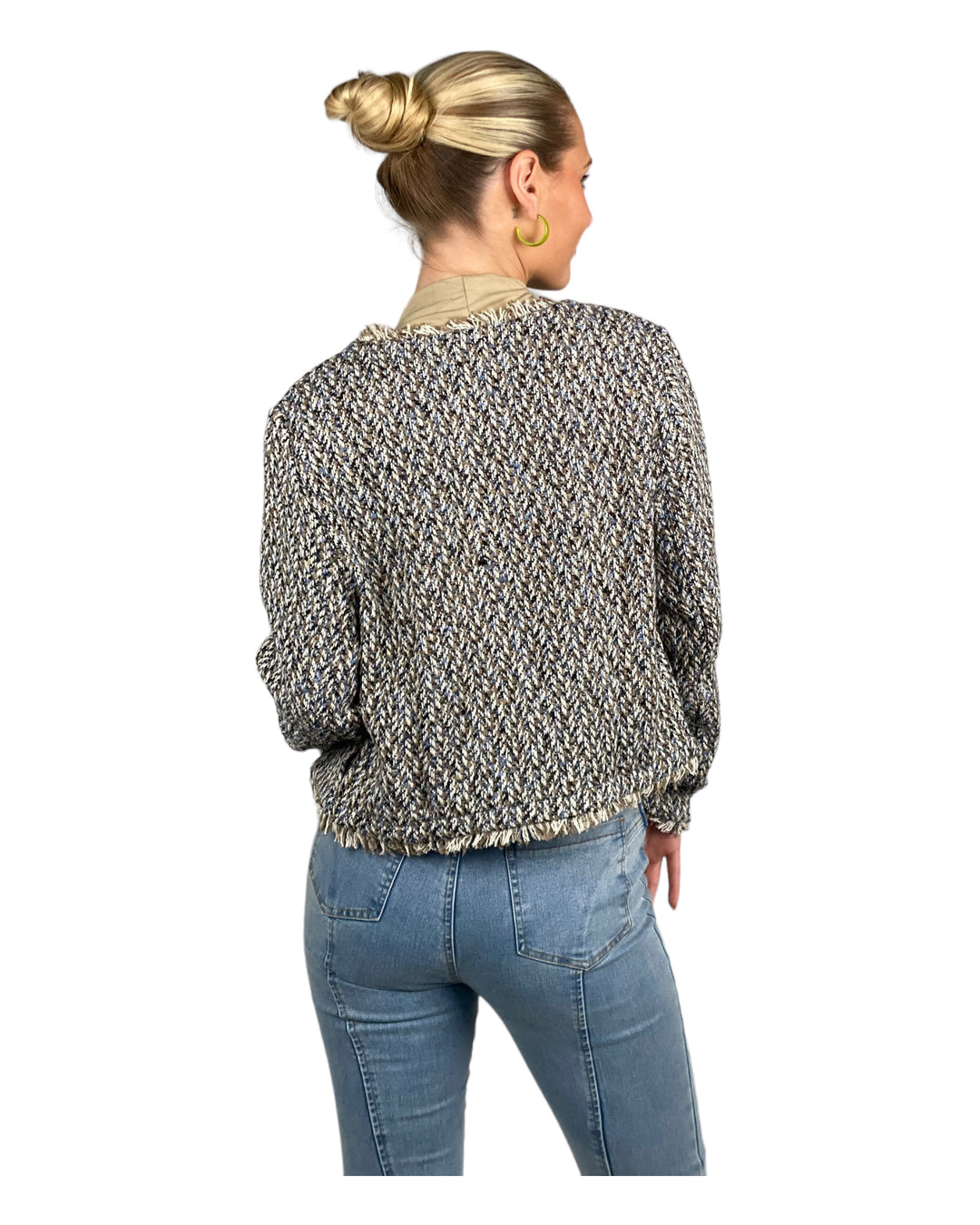 Blue Indigo Tweed Crop Jacket