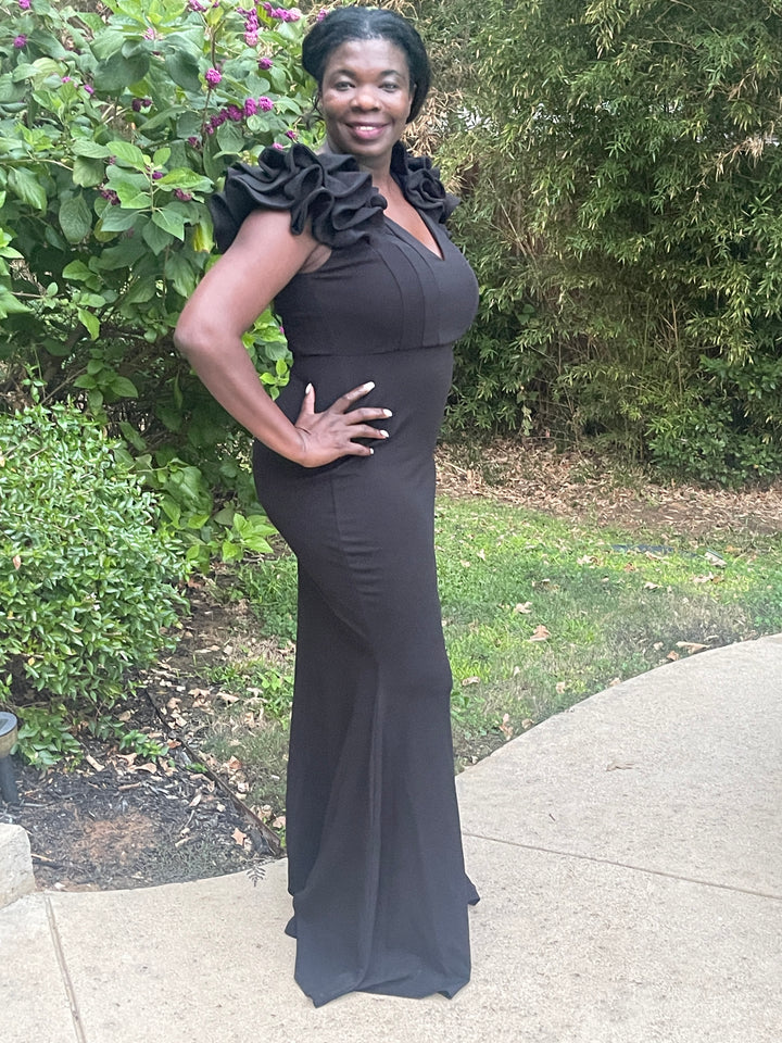 Black Ruffles Maxi Dress