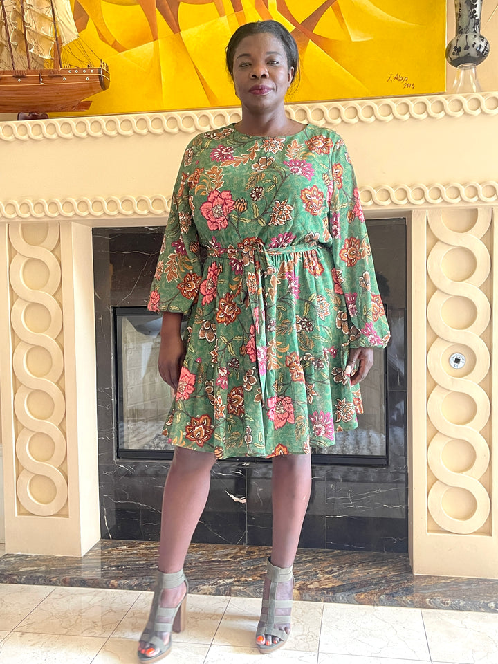 Green Woven Mini Dress