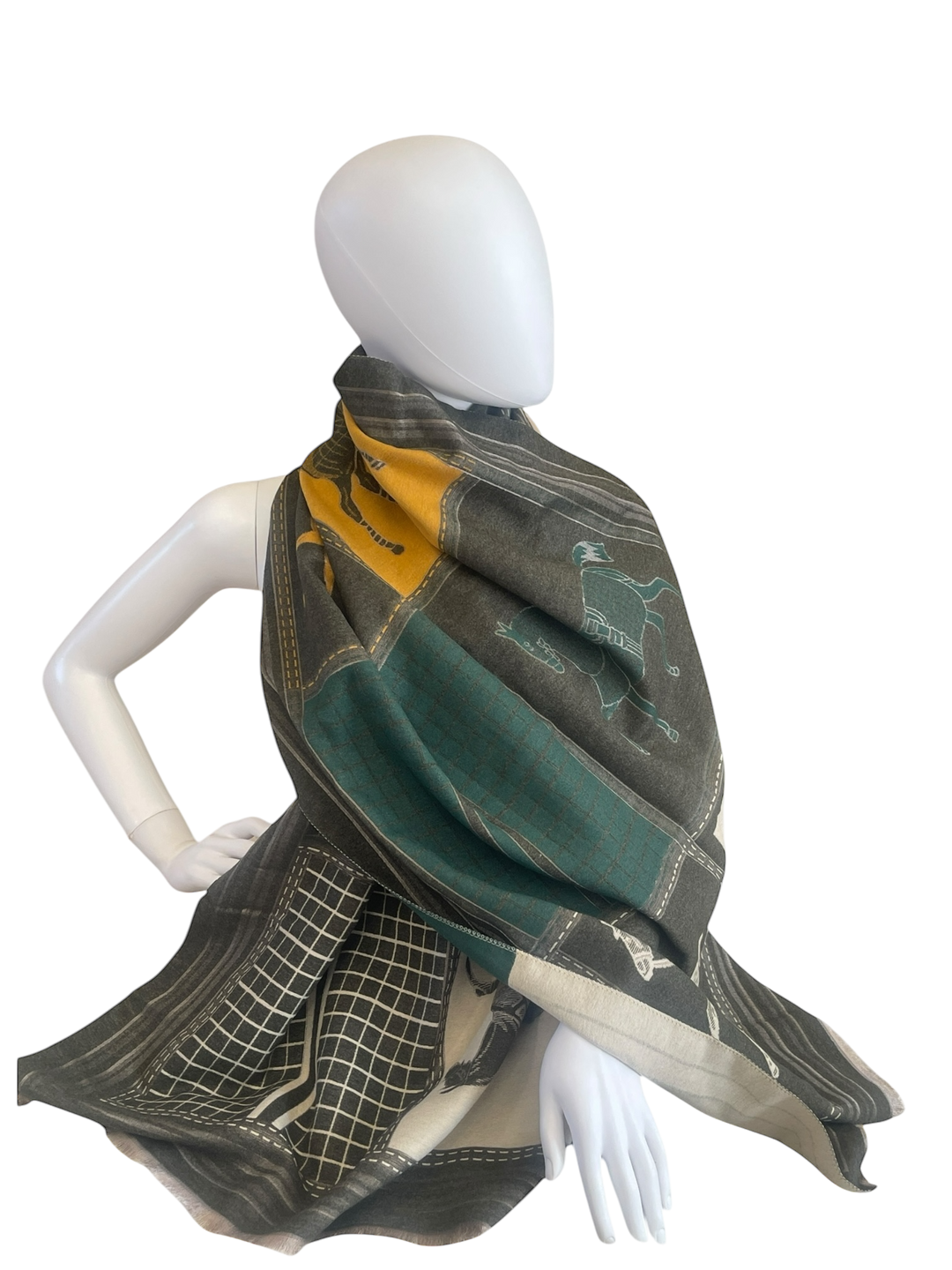 Green And Olive Horse Wool Scarf