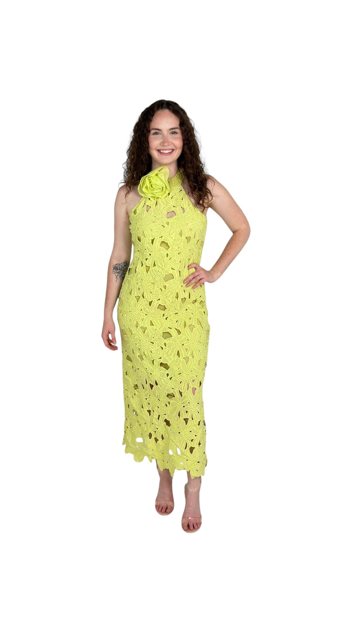 Neon Corsage Floral Dress