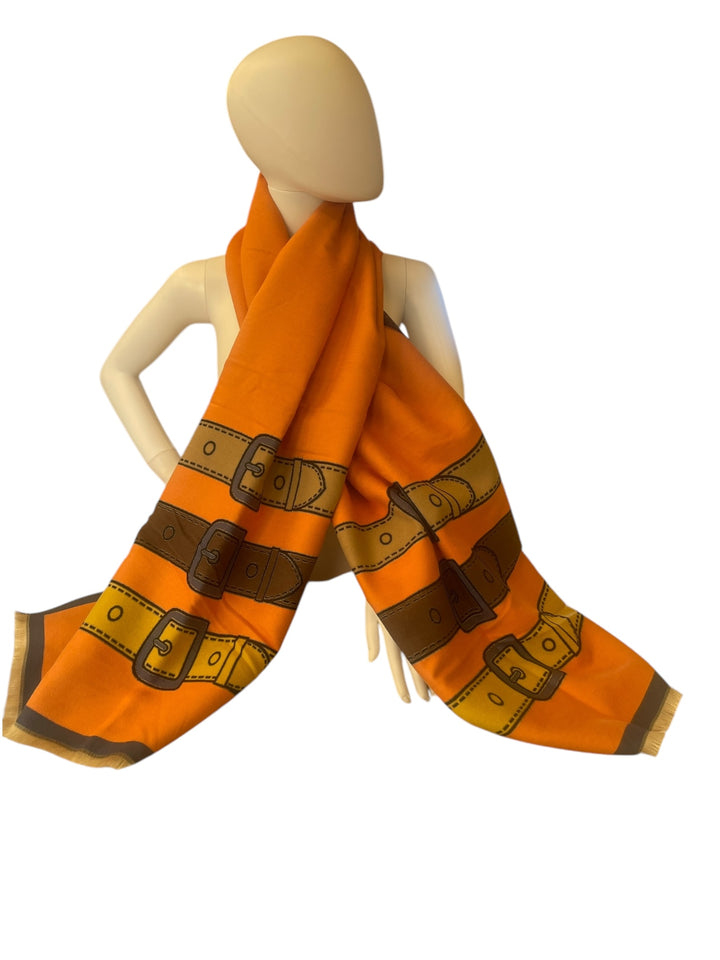 Orange Wool Pattern Scarf