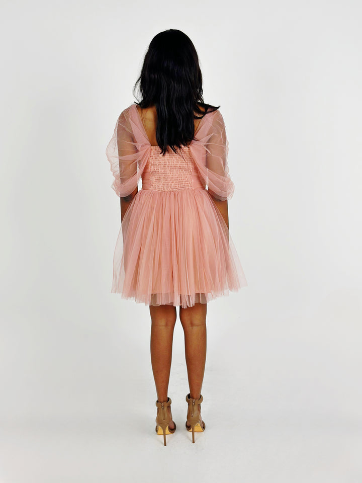 Light Pink Mesh Mini Dress