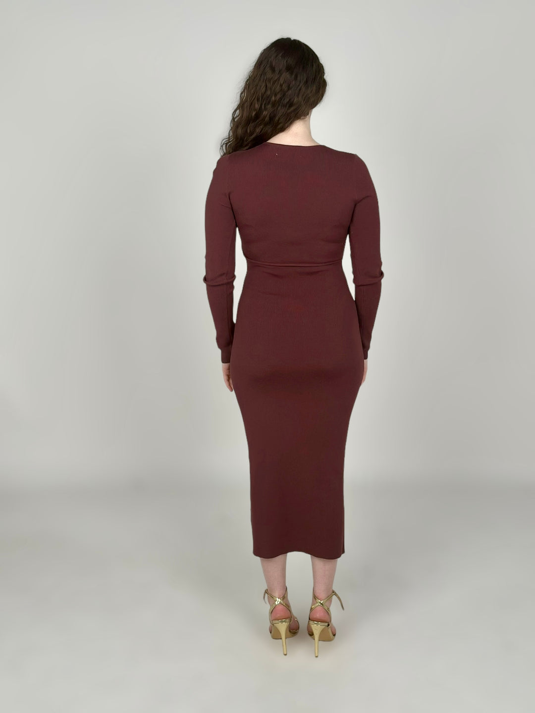 Burgundy Cut Knit Dress