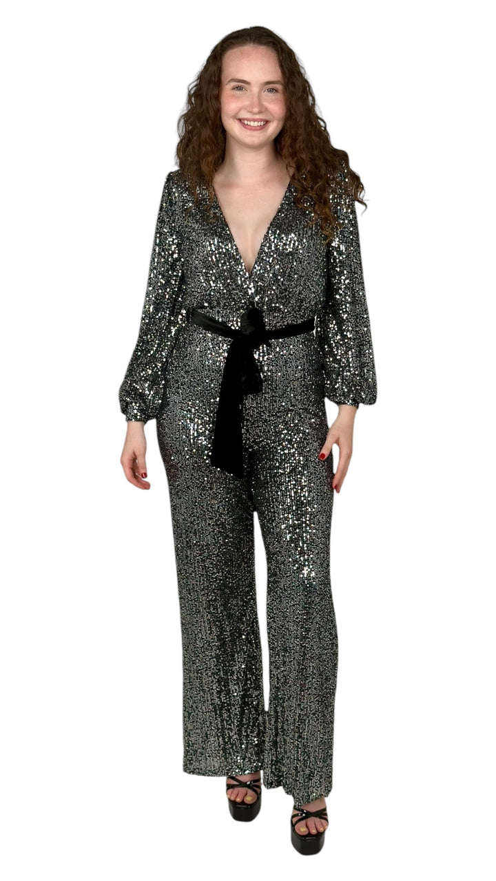 Black/Silver Sequin Jumpsuit