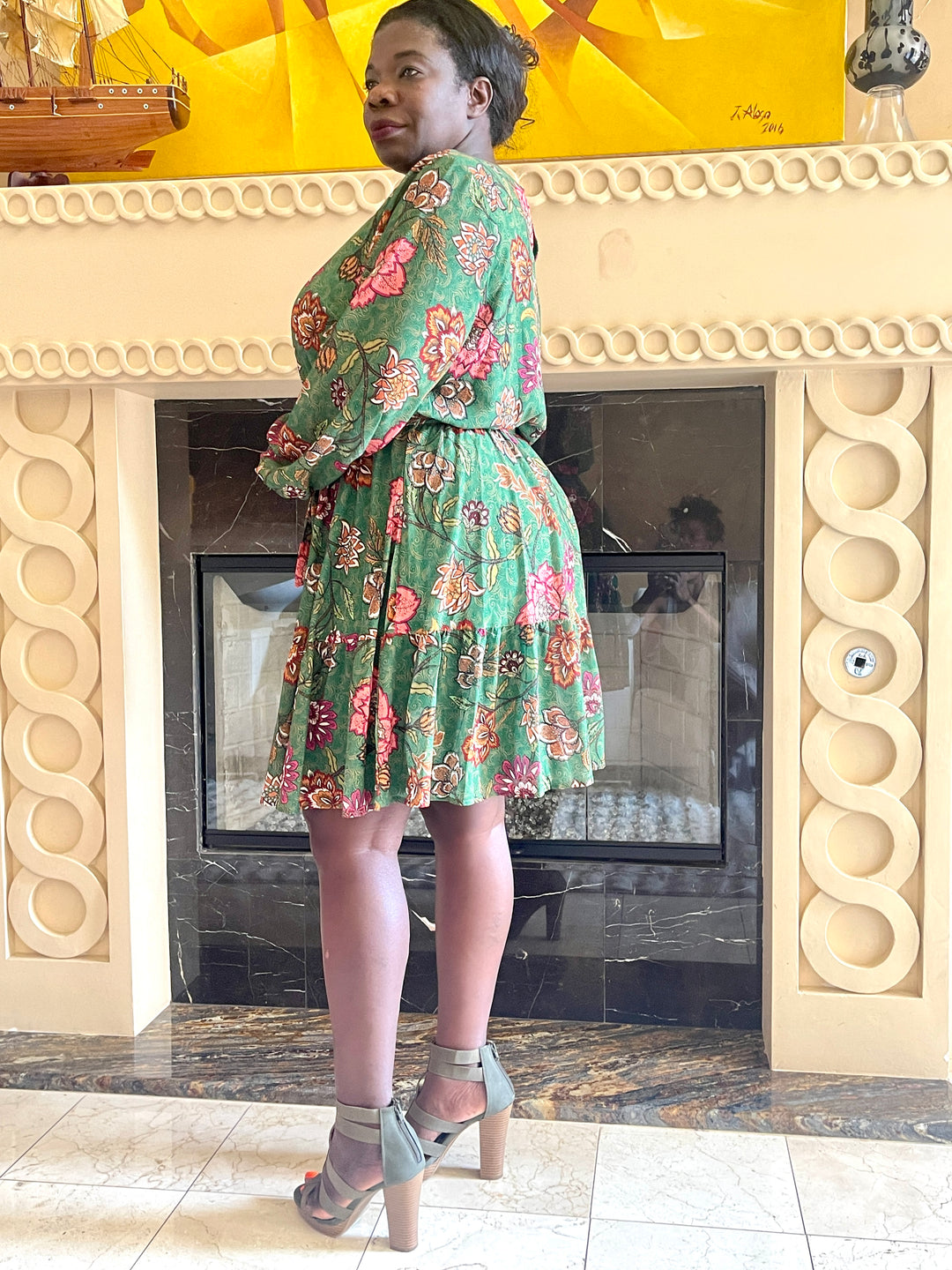Green Woven Mini Dress