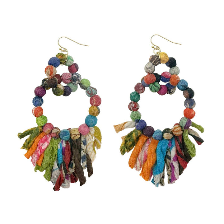 Kantha Interlocking Fringe Earrings