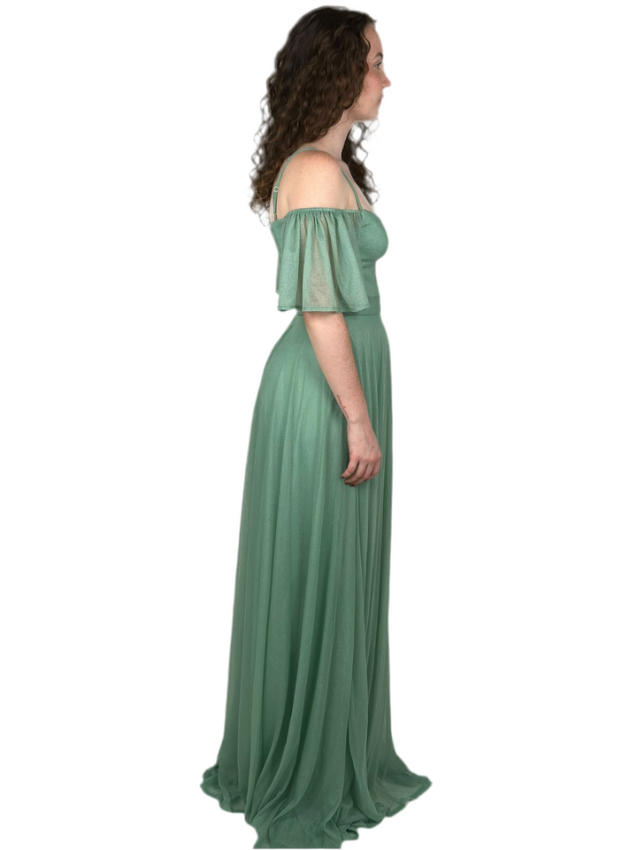 Green Cold Shoulder Maxi Dress