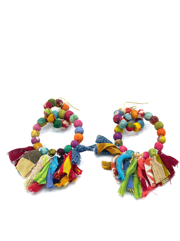 Kantha Interlocking Fringe Earrings