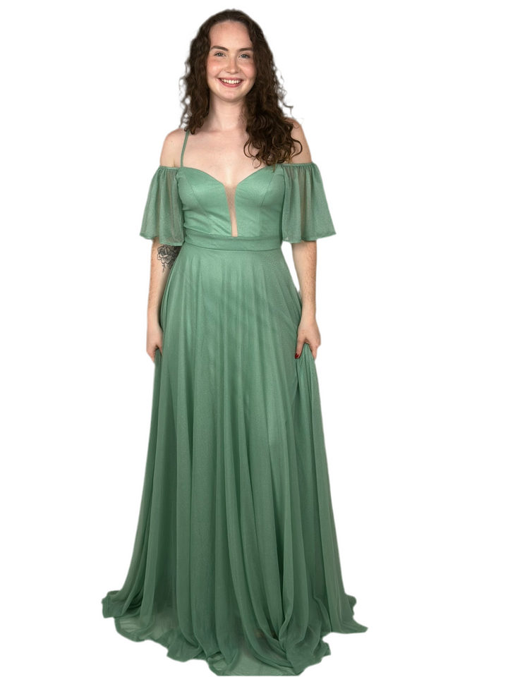 Green Cold Shoulder Maxi Dress